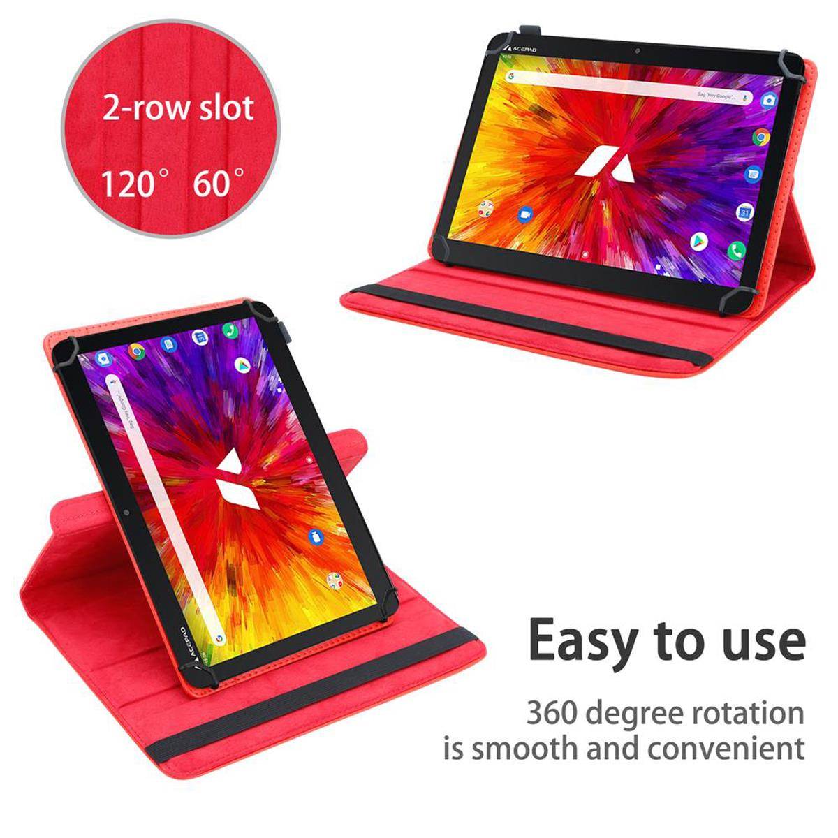 Cadorabo Hülle für Acepad A121 (10.1 Zoll) Schutzhülle in Rot 360 Grad Tablet Hülle Etui Cover Case