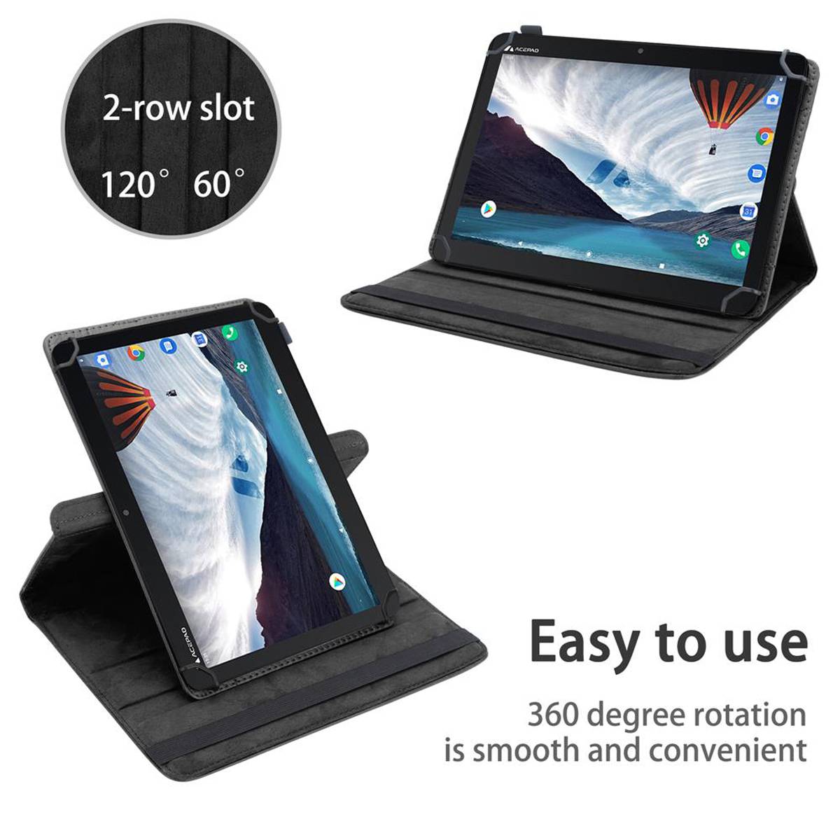 Cadorabo Hülle für Acepad A140 (10.1 Zoll) Schutzhülle in Schwarz 360 Grad Tablet Hülle Etui Cover Case