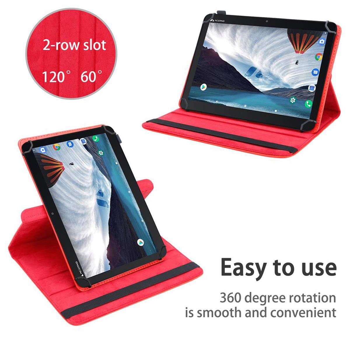Cadorabo Hülle für Acepad A140 (10.1 Zoll) Schutzhülle in Rot 360 Grad Tablet Hülle Etui Cover Case