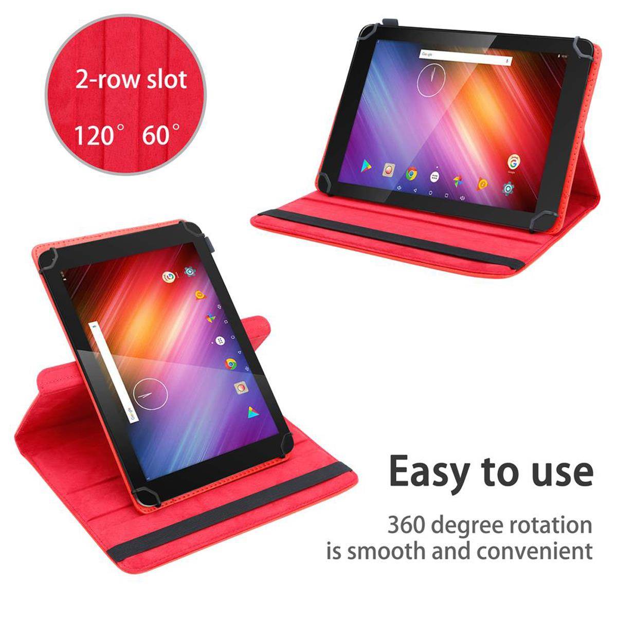 Cadorabo Hülle für Dragon Touch X10 2015 (10.6 Zoll) Schutzhülle in Rot 360 Grad Tablet Hülle Etui Cover Case