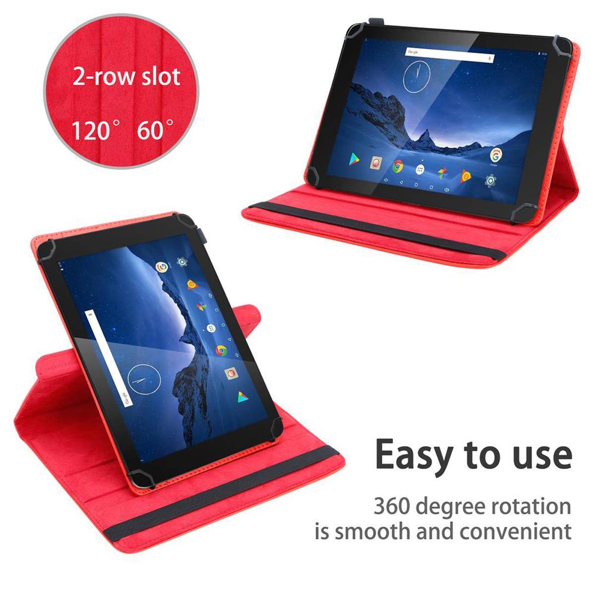 Cadorabo Hülle für Dragon Touch V10 Schutzhülle in Rot 360 Grad Tablet Hülle Etui Cover Case