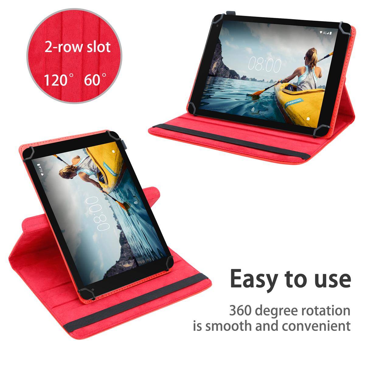 Cadorabo Hülle für Medion LifeTab P10610 Schutzhülle in Rot 360 Grad Tablet Hülle Etui Cover Case