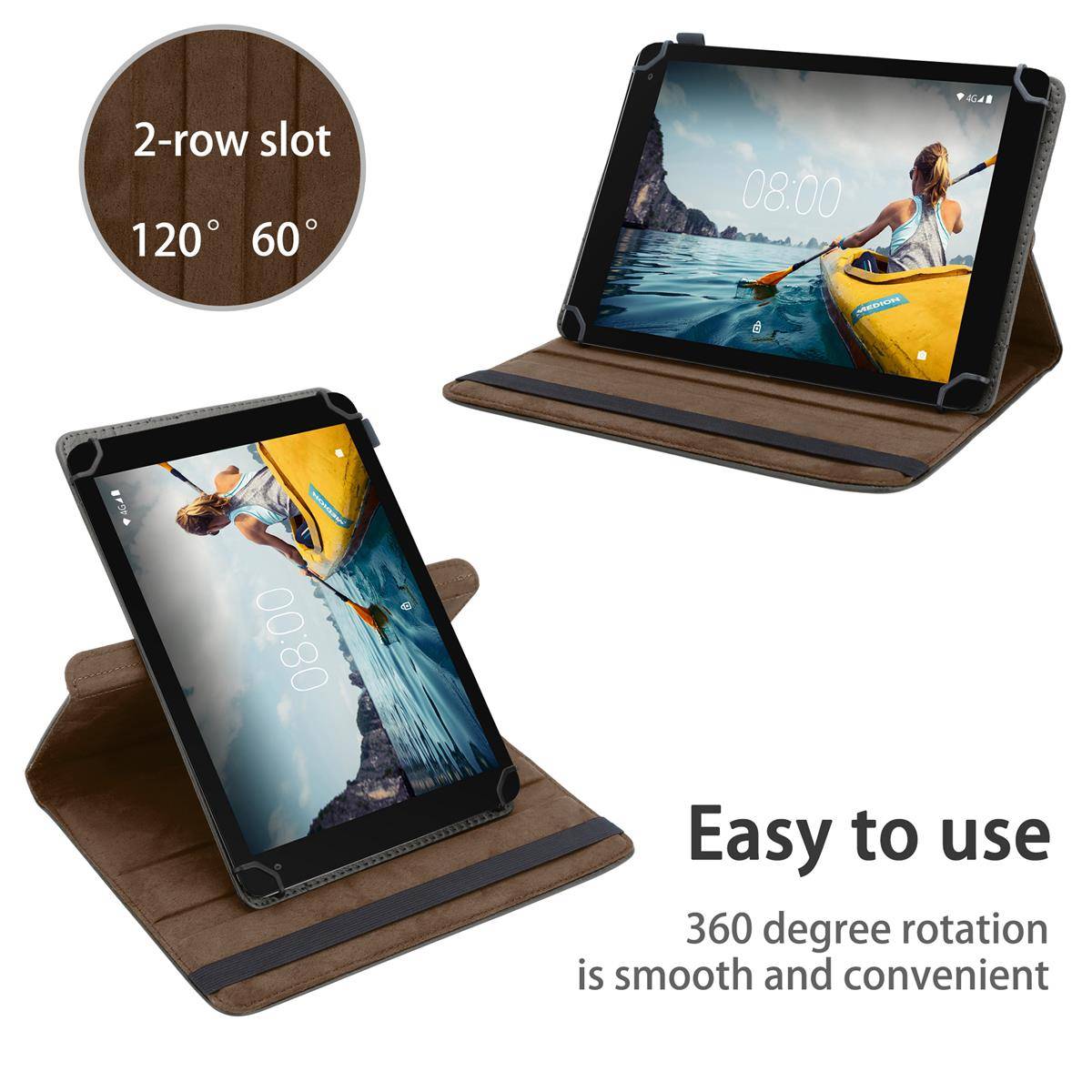 Cadorabo Hülle für Medion LifeTab P10610 Schutzhülle in Braun 360 Grad Tablet Hülle Etui Cover Case