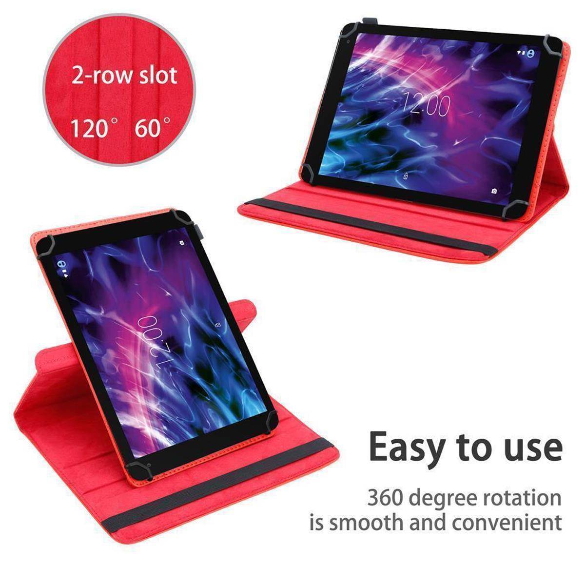 Cadorabo Hülle für Medion LifeTab X10607 Schutzhülle in Rot 360 Grad Tablet Hülle Etui Cover Case