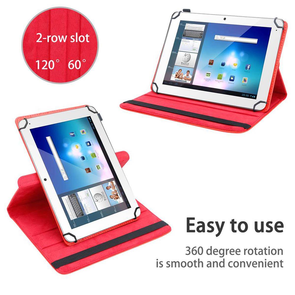 Cadorabo Hülle für Odys Xelio PRO Schutzhülle in Rot 360 Grad Tablet Hülle Etui Cover Case