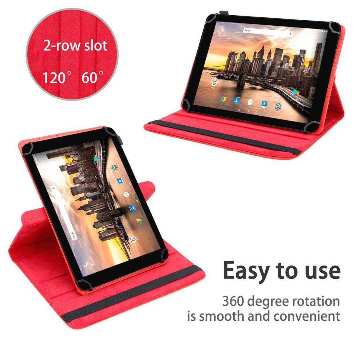 Cadorabo Hülle für Odys Maven X10 Schutzhülle in Rot 360 Grad Tablet Hülle Etui Cover Case