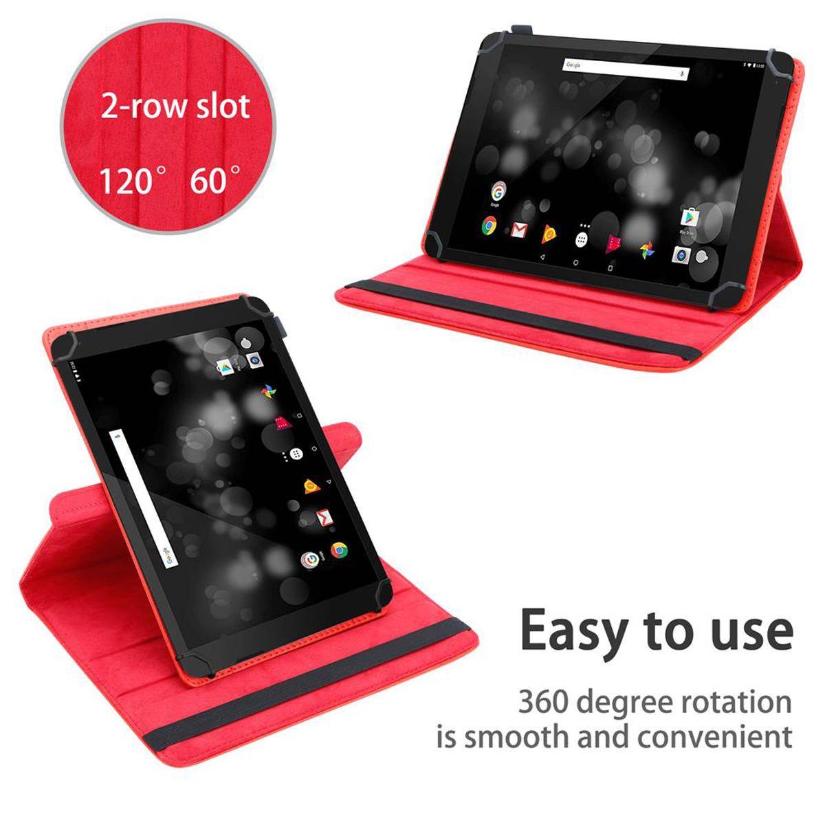 Cadorabo Hülle für Trekstor PrimeTab P10 (10.1 Zoll) Schutzhülle in Rot 360 Grad Tablet Hülle Etui Cover Case