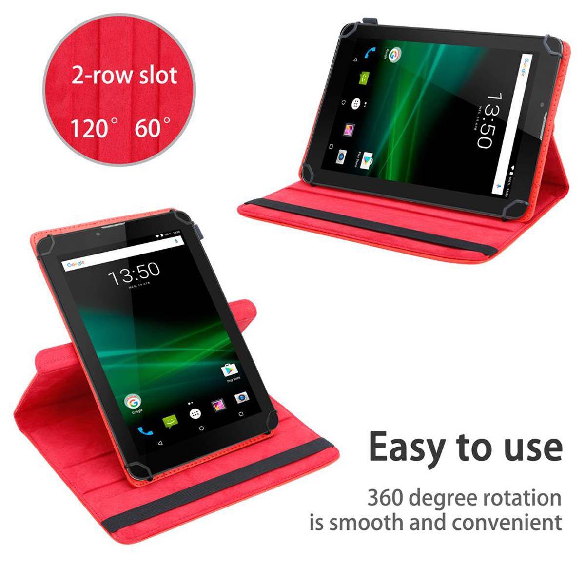 Cadorabo Hülle für Trekstor Surftab Breeze (7.0 Zoll) Schutzhülle in Rot 360 Grad Tablet Hülle Etui Cover Case