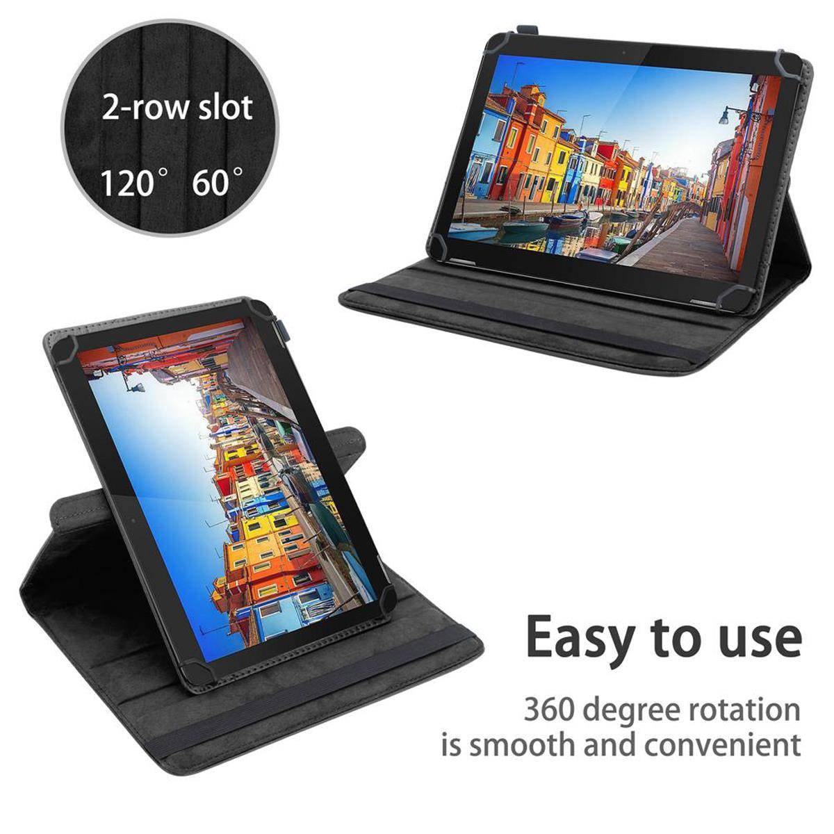 Cadorabo Hülle für Trekstor Surftab B10 (10.1 Zoll) Schutzhülle in Schwarz 360 Grad Tablet Hülle Etui Cover Case