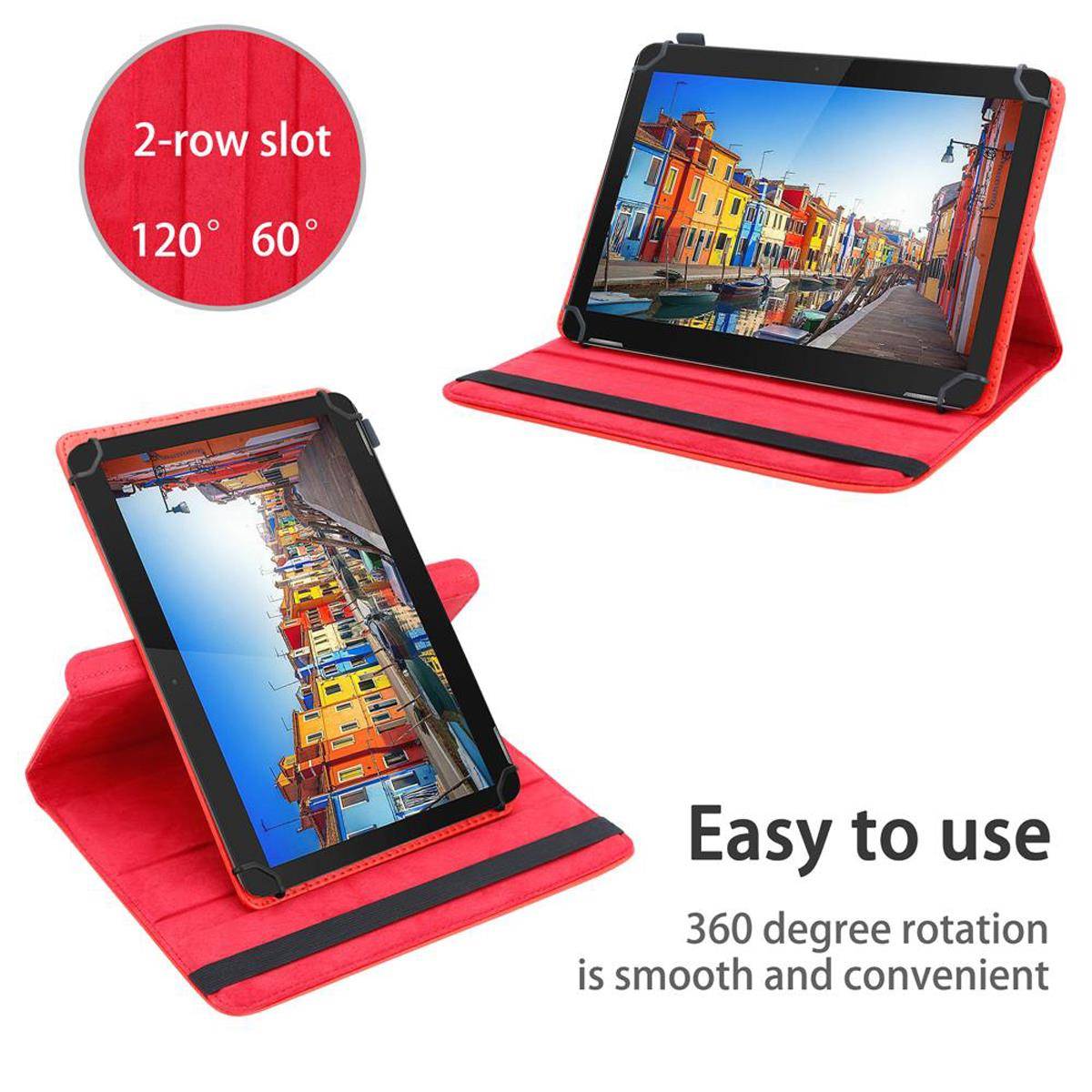 Cadorabo Hülle für Trekstor Surftab B10 (10.1 Zoll) Schutzhülle in Rot 360 Grad Tablet Hülle Etui Cover Case