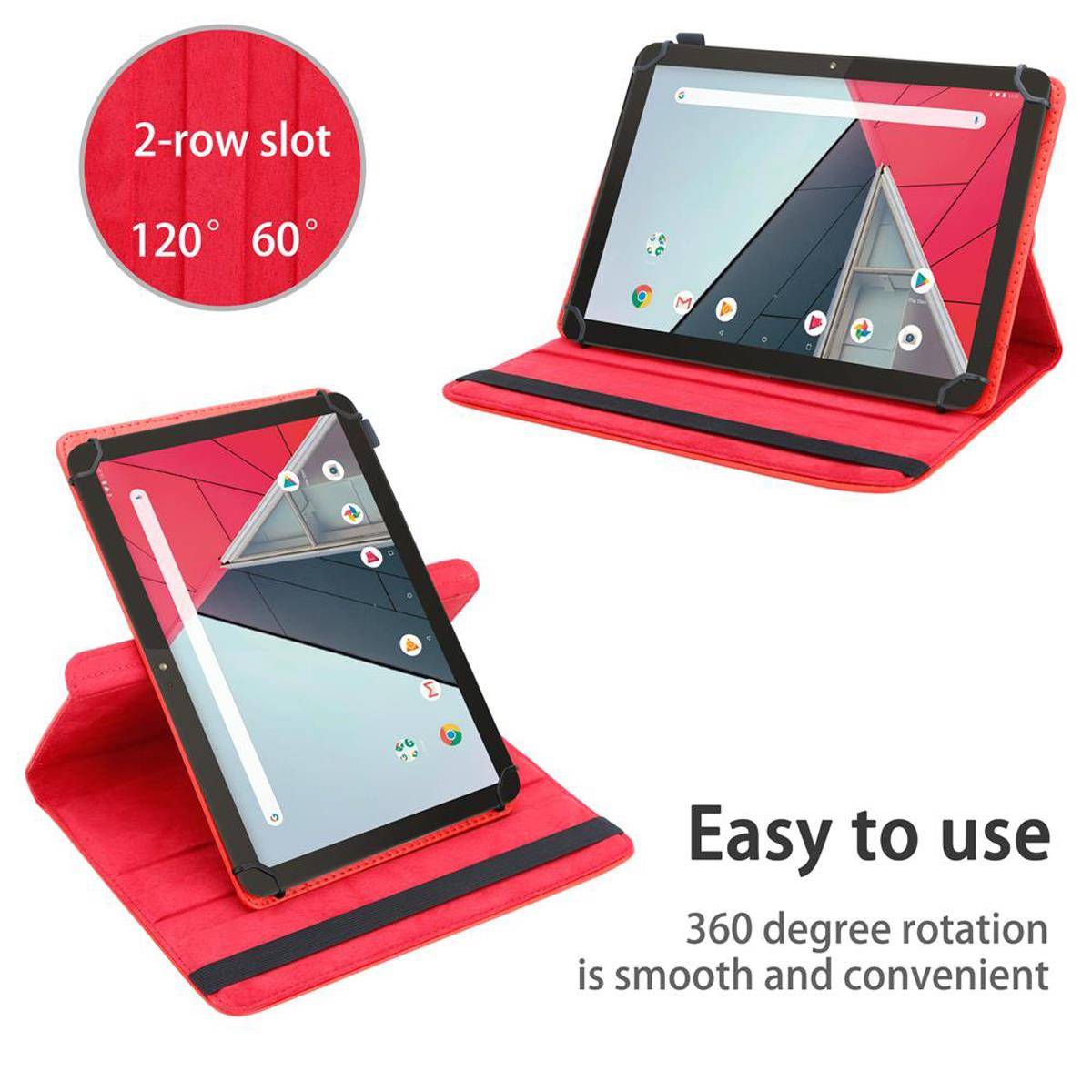 Cadorabo Hülle für Trekstor Surftab Y10 (10.1 Zoll) Schutzhülle in Rot 360 Grad Tablet Hülle Etui Cover Case