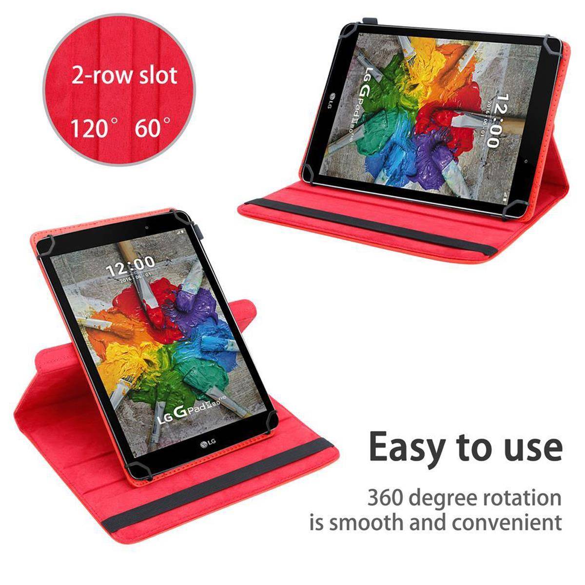 Cadorabo Hülle für LG G Pad 3 (10.1 Zoll) Schutzhülle in Rot 360 Grad Tablet Hülle Etui Cover Case