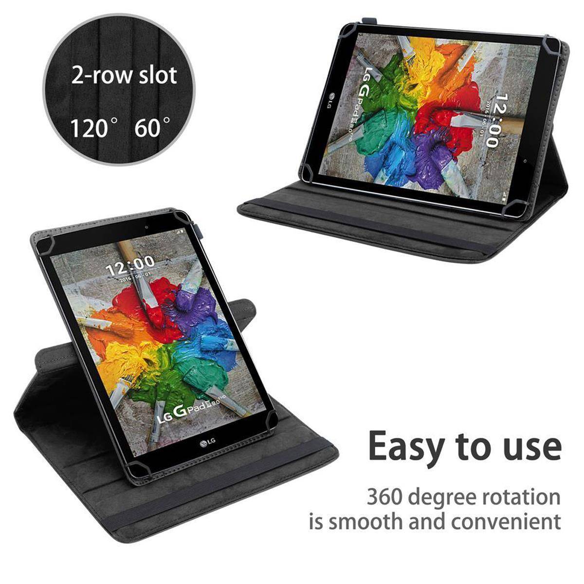 Cadorabo Hülle für LG G Pad 3 (8.0 Zoll) Schutzhülle in Schwarz 360 Grad Tablet Hülle Etui Cover Case