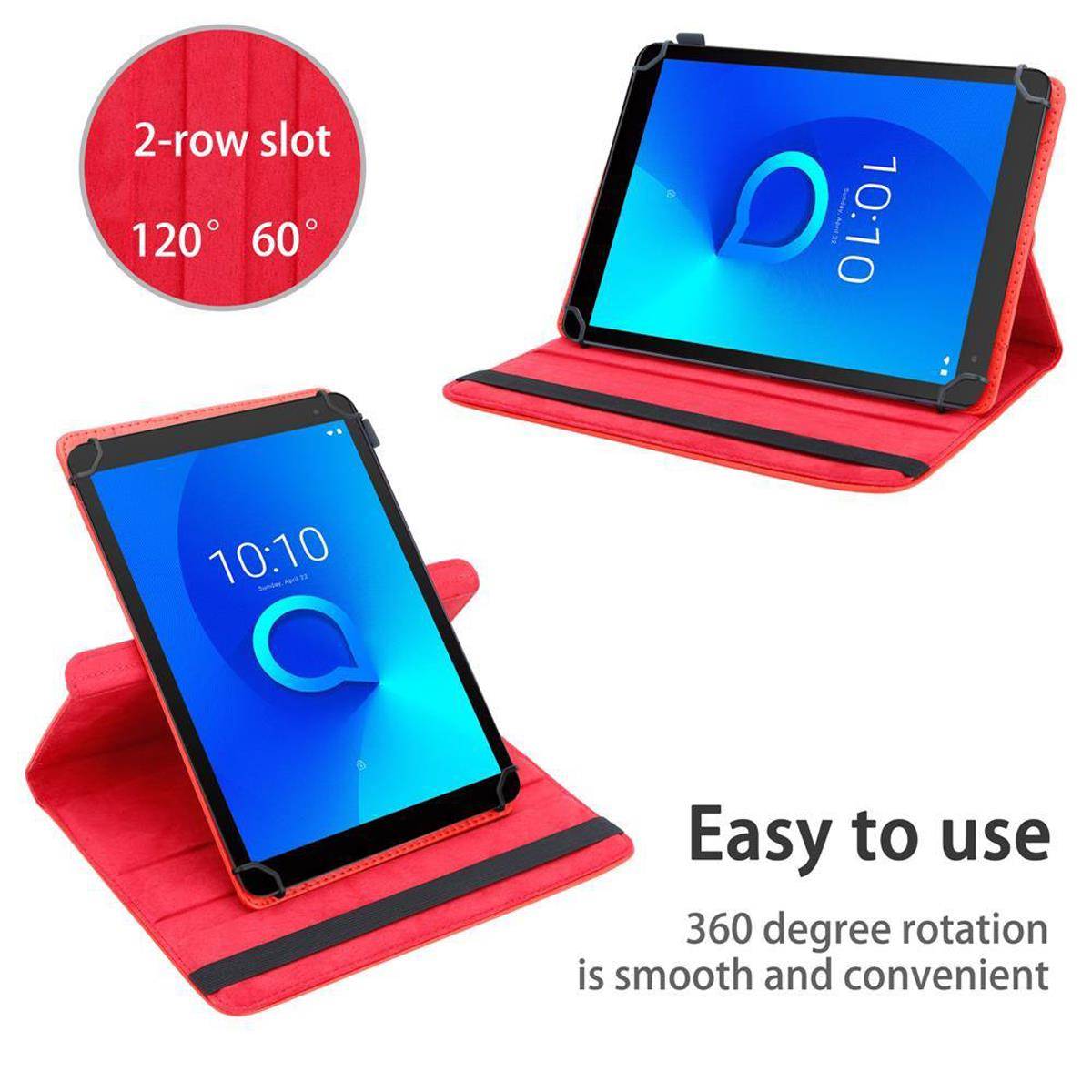 Cadorabo Hülle für Alcatel 3T (7 Zoll) Schutzhülle in Rot 360 Grad Tablet Hülle Etui Cover Case