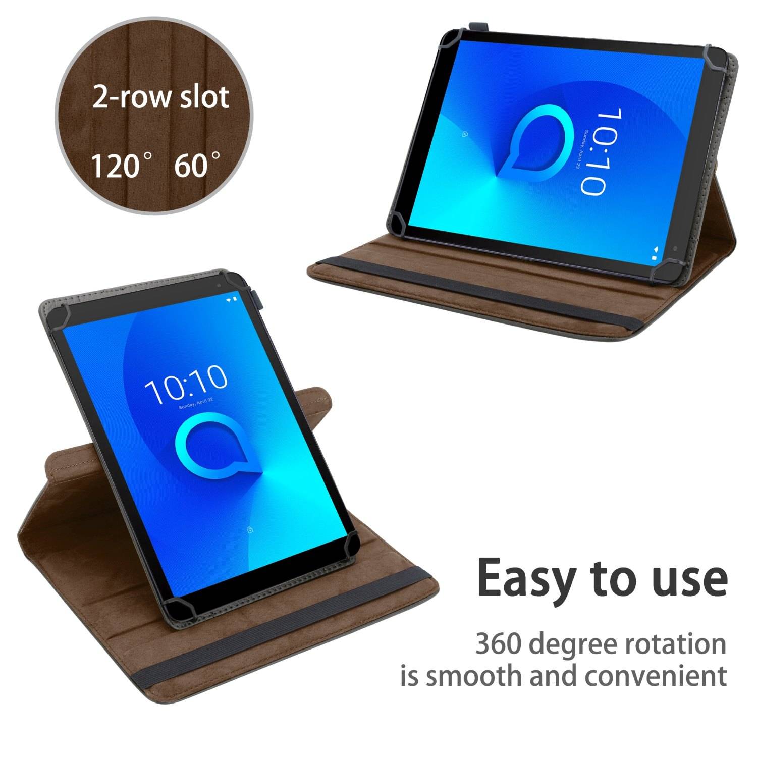 Cadorabo Hülle für Alcatel 3T (7 Zoll) Schutzhülle in Braun 360 Grad Tablet Hülle Etui Cover Case