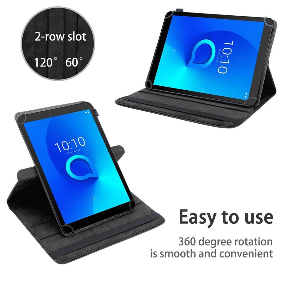 Cadorabo Hülle für Alcatel 3T (10 Zoll) Schutzhülle in Schwarz 360 Grad Tablet Hülle Etui Cover Case