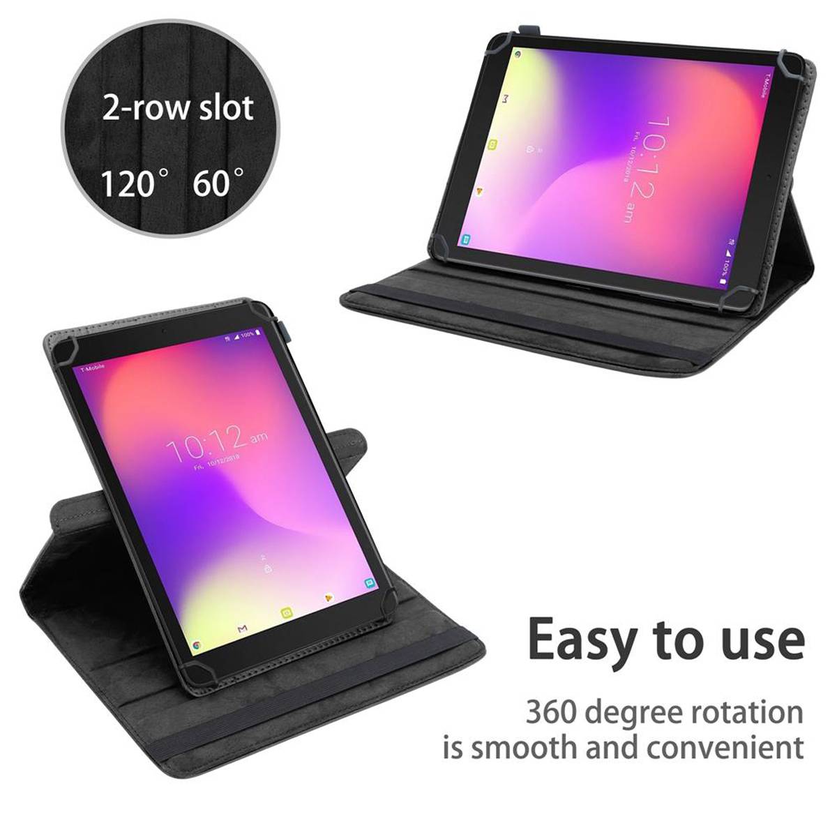 Cadorabo Hülle für Alcatel 1T (7 Zoll) 2018 Schutzhülle in Schwarz 360 Grad Tablet Hülle Etui Cover Case