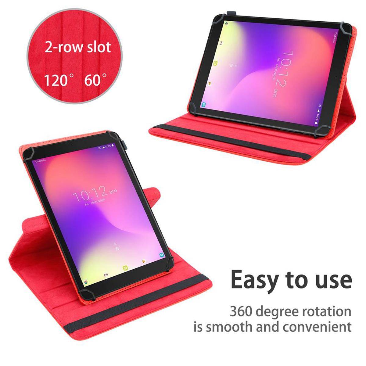 Cadorabo Hülle für Alcatel 1T (7 Zoll) 2018 Schutzhülle in Rot 360 Grad Tablet Hülle Etui Cover Case