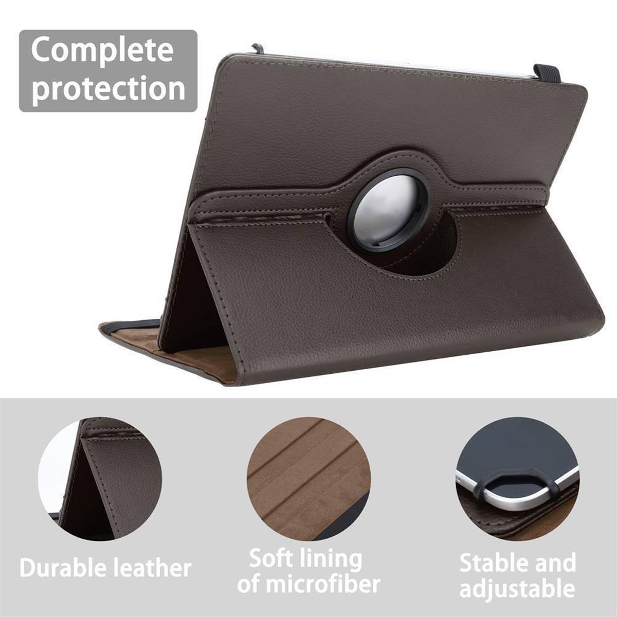 Cadorabo Hülle für Alcatel 1T (7 Zoll) 2018 Schutzhülle in Braun 360 Grad Tablet Hülle Etui Cover Case