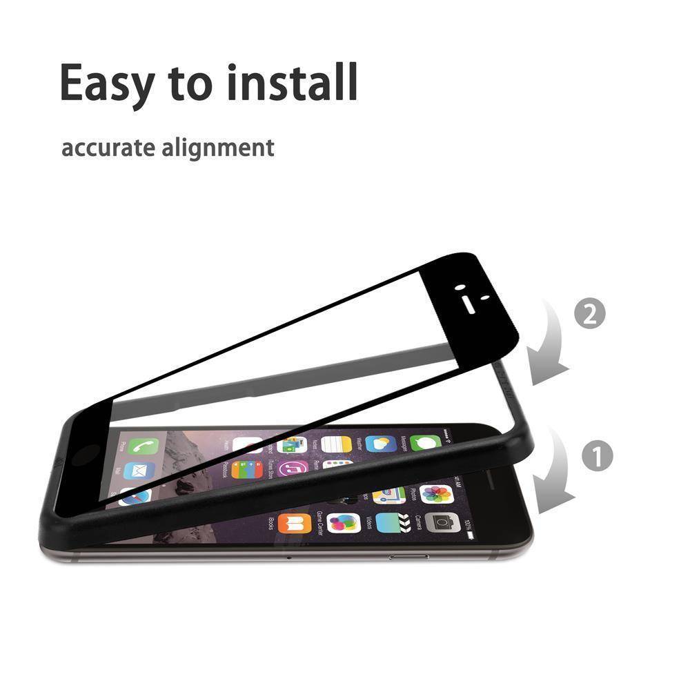 Cadorabo 3x Panzerfolie für Apple iPhone 6 / 6S Schutzfolie in Schwarz Folie Tempered Display Schutzglas