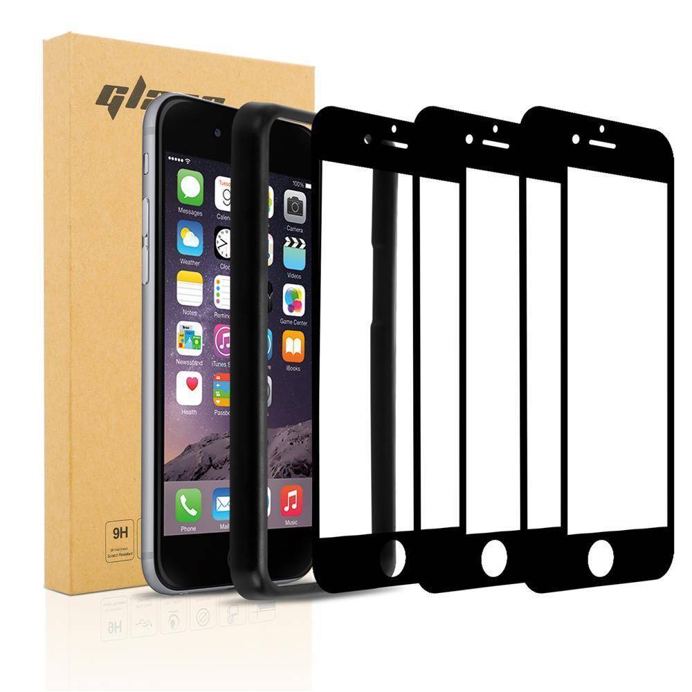Cadorabo 3x Panzerfolie für Apple iPhone 7 / 8 Plus Schutzfolie in Schwarz Folie Tempered Display Schutzglas