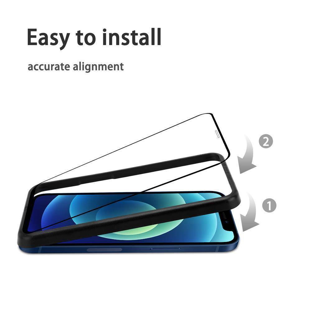 Cadorabo 3x Panzerfolie für Apple iPhone 12 Pro Max (6,7" Zoll) Schutzfolie in Schwarz Folie Tempered Display Schutzglas