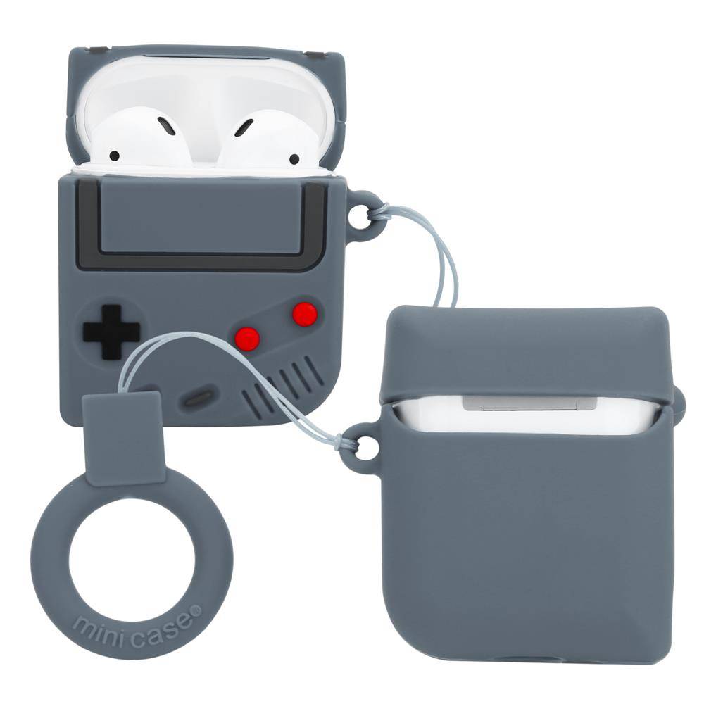 Cadorabo Hülle für Apple AirPod 1 & 2 Design Grau Silikon Kopfhörer Schutzhülle Case Schlüsselanhänger