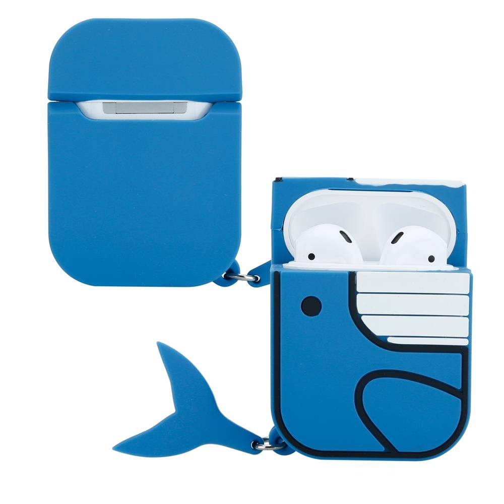 Cadorabo Hülle für Apple AirPod 1 & 2 Design Blau Silikon Kopfhörer Schutzhülle Case Schlüsselanhänger