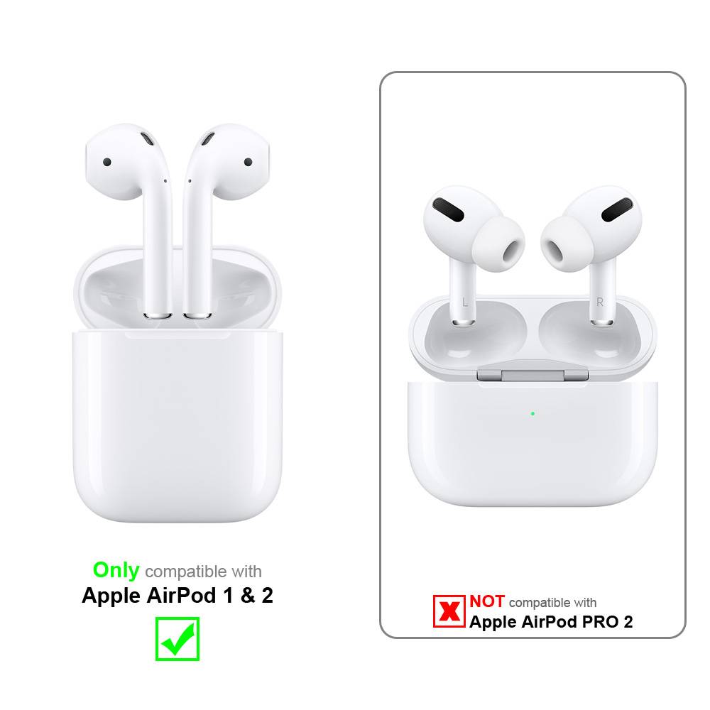 Cadorabo Hülle für Apple AirPod 1 & 2 Design Blau Silikon Kopfhörer Schutzhülle Case Schlüsselanhänger