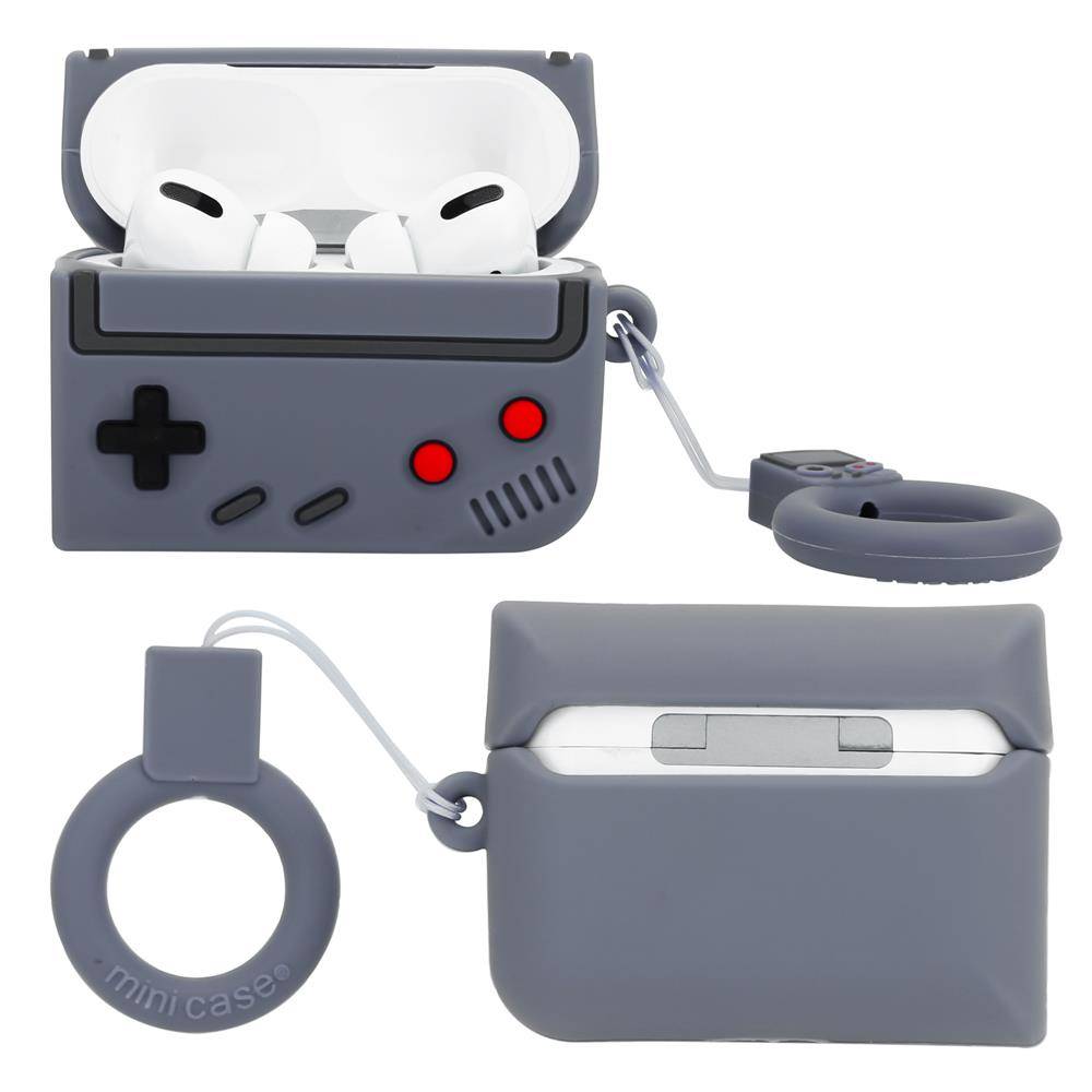 Cadorabo Hülle für Apple AirPod PRO 2 Design Grau Silikon Kopfhörer Schutzhülle Case Schlüsselanhänger