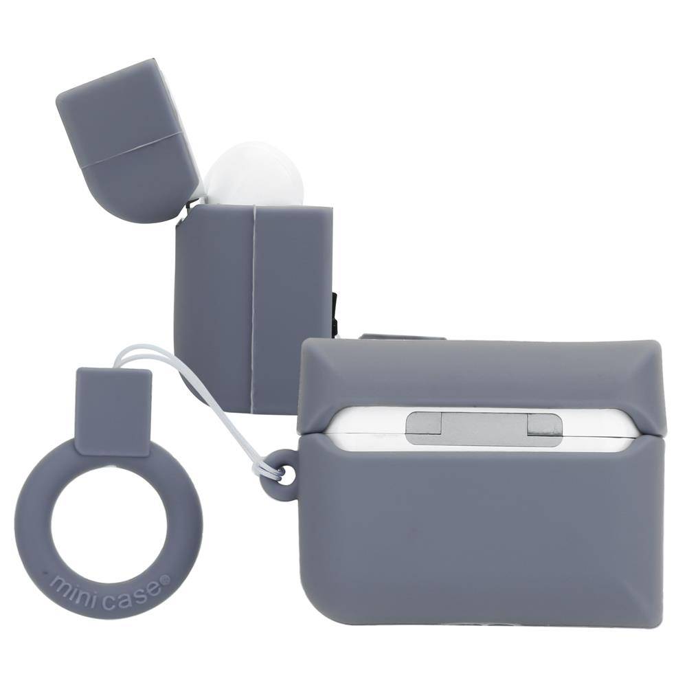 Cadorabo Hülle für Apple AirPod PRO 2 Design Grau Silikon Kopfhörer Schutzhülle Case Schlüsselanhänger