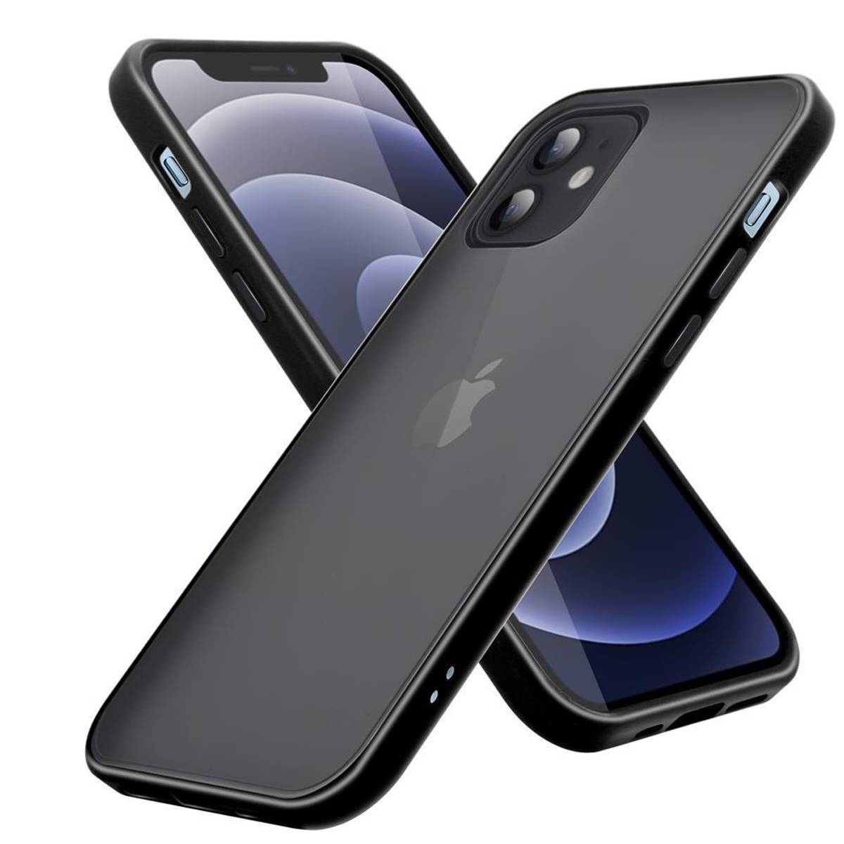 Cadorabo Hülle für Apple iPhone 12 PRO MAX Schutz Hülle in Schwarz Handyhülle Hybrid Schutzhülle Etui TPU Silikon