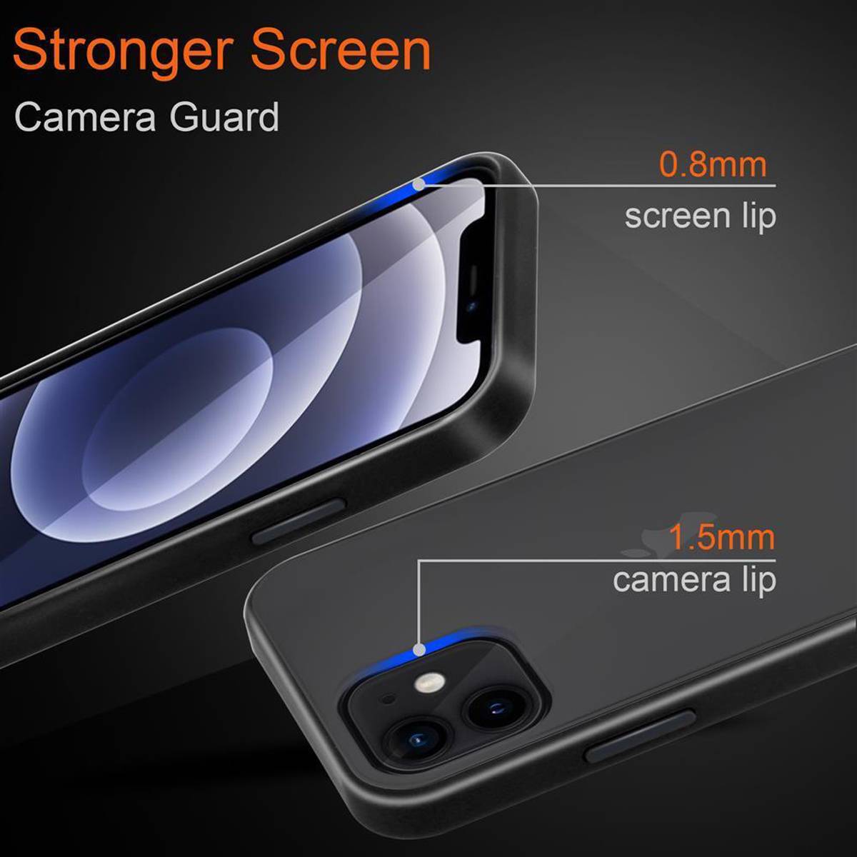 Cadorabo Hülle für Apple iPhone 12 PRO MAX Schutz Hülle in Schwarz Handyhülle Hybrid Schutzhülle Etui TPU Silikon