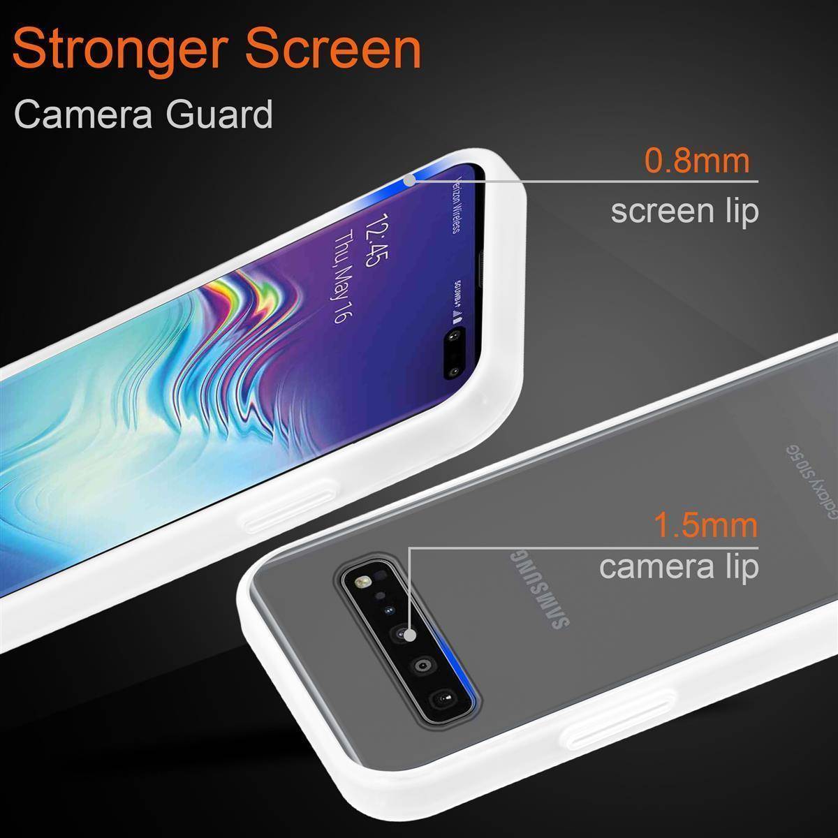 Cadorabo Hülle für Samsung Galaxy S10 4G Schutz Hülle in Transparent Handyhülle Hybrid Schutzhülle Etui TPU Silikon