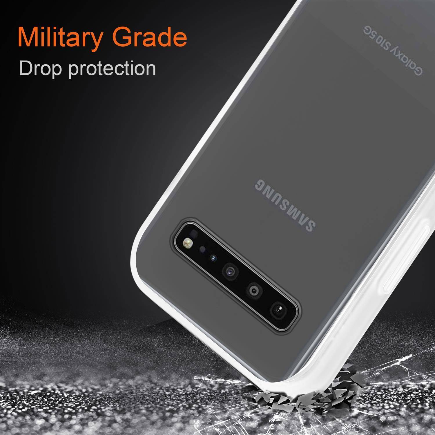 Cadorabo Hülle für Samsung Galaxy S10 4G Schutz Hülle in Transparent Handyhülle Hybrid Schutzhülle Etui TPU Silikon
