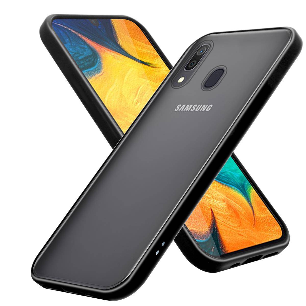 Cadorabo Hülle für Samsung Galaxy A20 / A30 / M10s Schutz Hülle in Schwarz Handyhülle Hybrid Schutzhülle Etui TPU