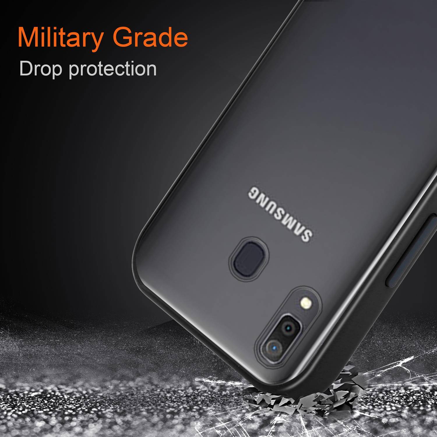 Cadorabo Hülle für Samsung Galaxy A20 / A30 / M10s Schutz Hülle in Schwarz Handyhülle Hybrid Schutzhülle Etui TPU
