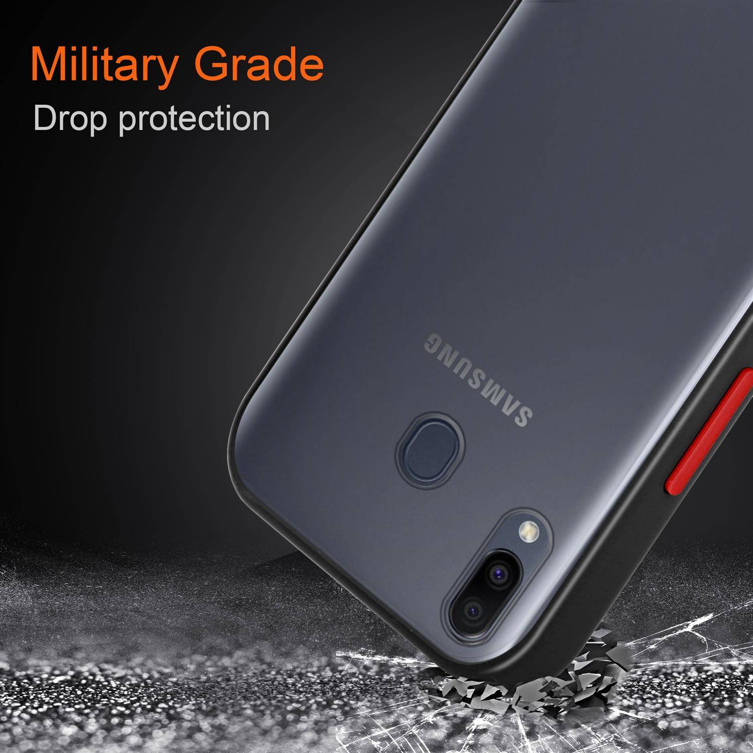 Cadorabo Hülle für Samsung Galaxy M20 Schutz Hülle in Transparent Handyhülle Hybrid Schutzhülle Etui TPU Silikon