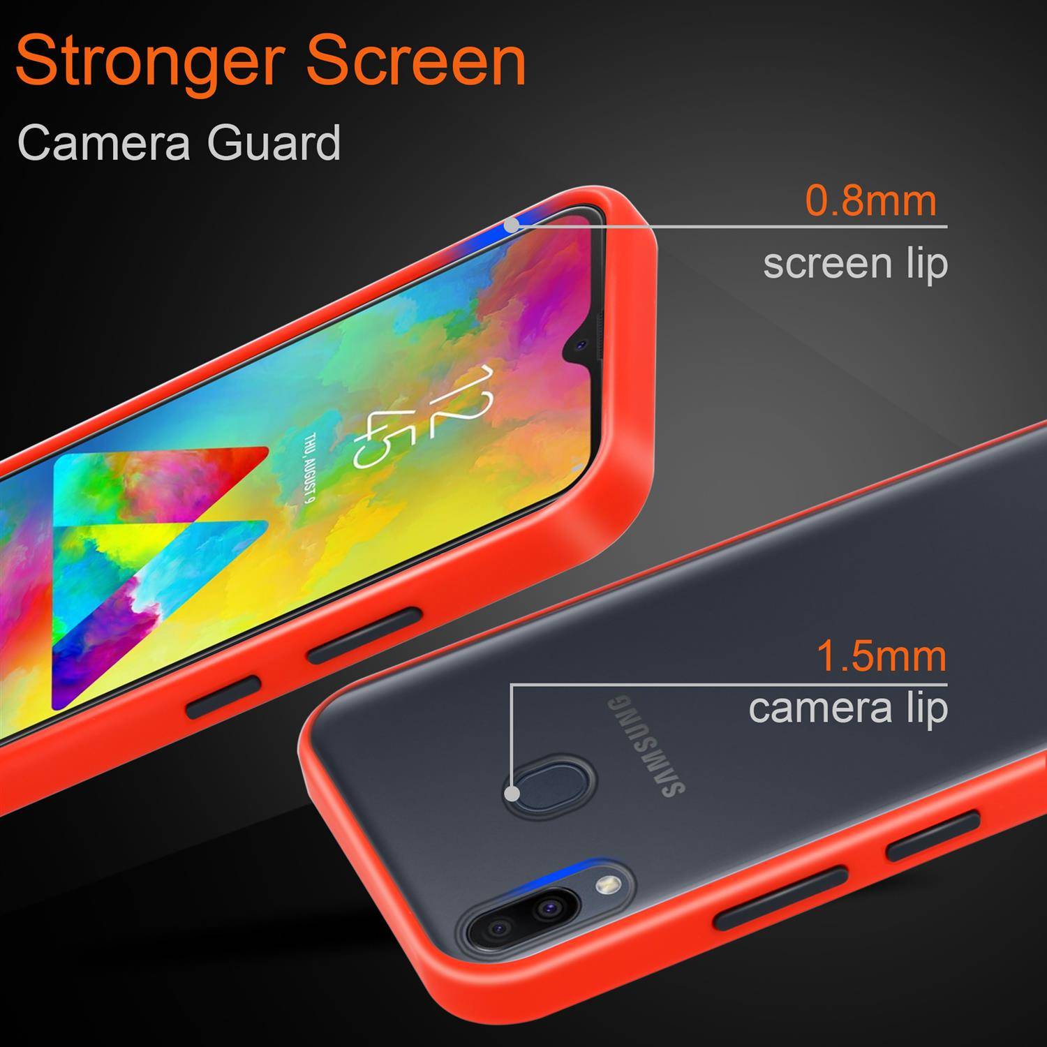 Cadorabo Hülle für Samsung Galaxy M20 Schutz Hülle in Transparent Handyhülle Hybrid Schutzhülle Etui TPU Silikon