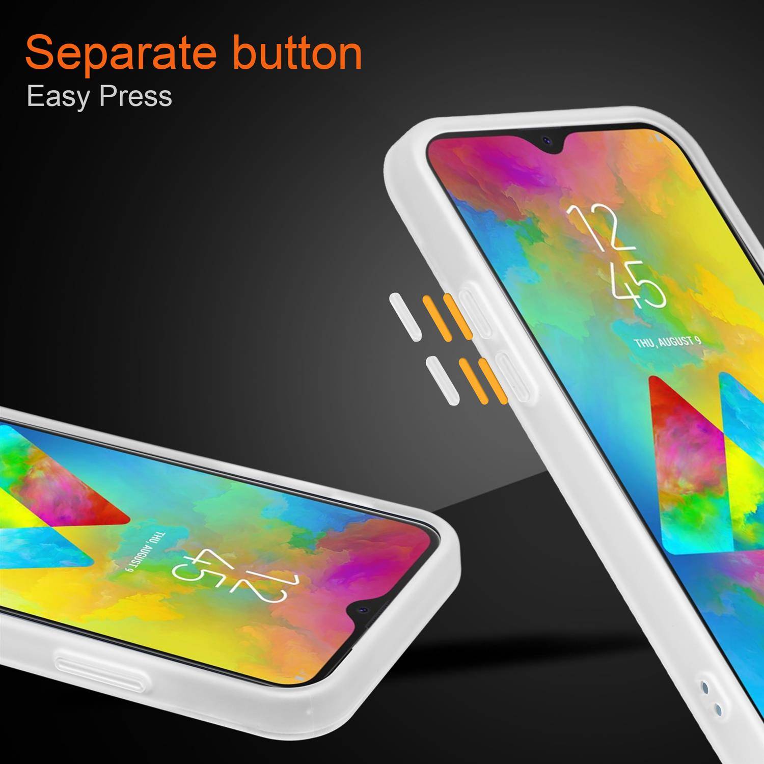 Cadorabo Hülle für Samsung Galaxy M20 Schutz Hülle in Transparent Handyhülle Hybrid Schutzhülle Etui TPU Silikon