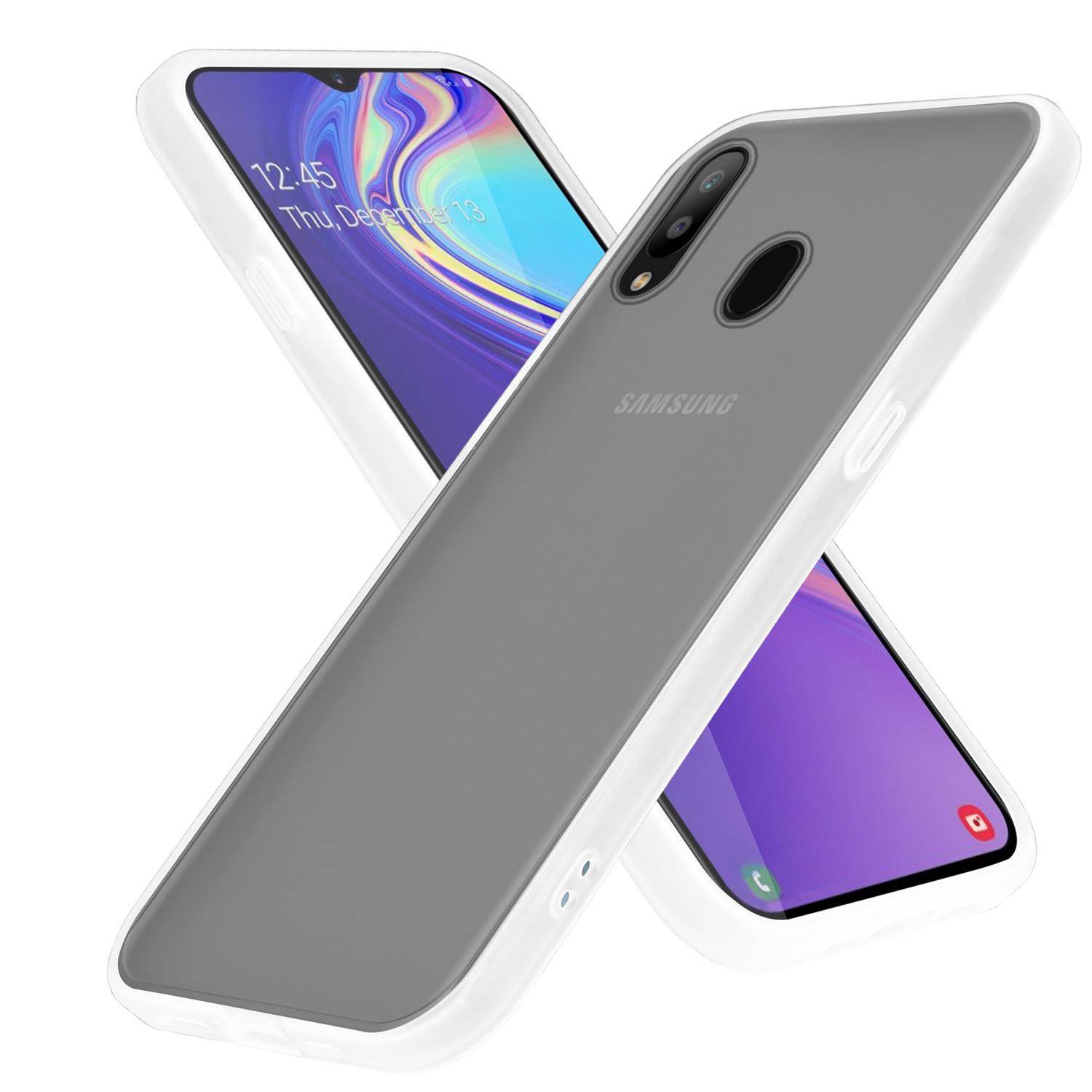 Cadorabo Hülle für Samsung Galaxy M30 / A40s Schutz Hülle in Transparent Handyhülle Hybrid Schutzhülle Etui TPU Silikon