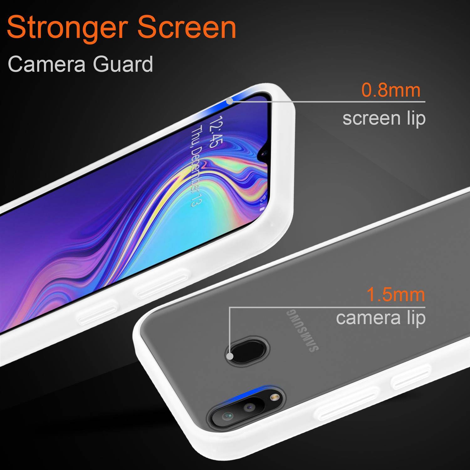 Cadorabo Hülle für Samsung Galaxy M30 / A40s Schutz Hülle in Transparent Handyhülle Hybrid Schutzhülle Etui TPU Silikon