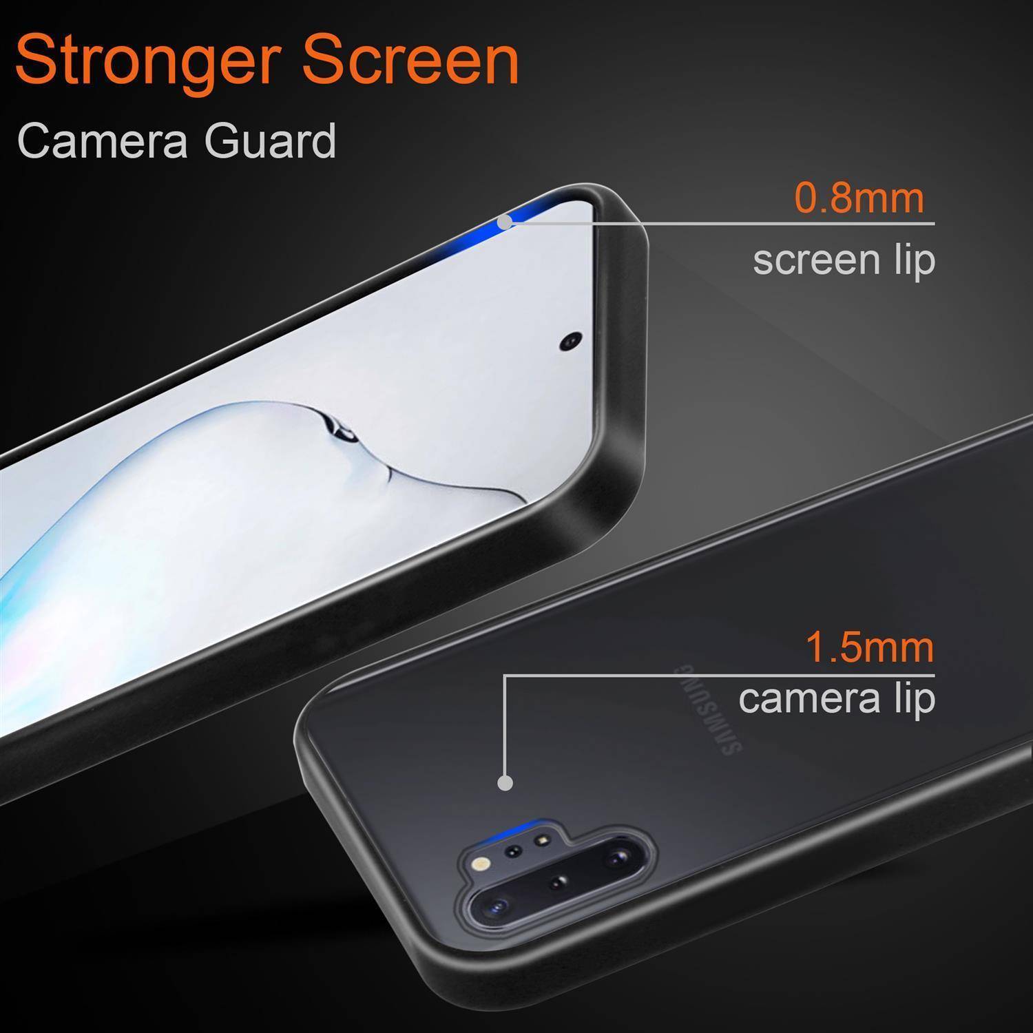Cadorabo Hülle für Samsung Galaxy NOTE 10 Schutz Hülle in Schwarz Handyhülle Hybrid Schutzhülle Etui TPU Silikon
