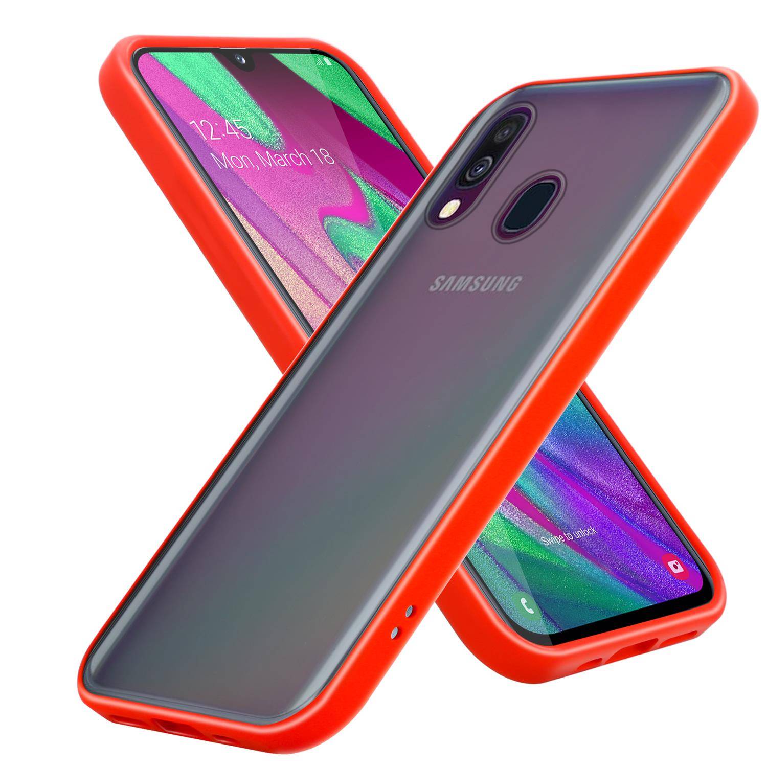 Cadorabo Hülle für Samsung Galaxy A40 Schutz Hülle in Transparent Handyhülle Hybrid Schutzhülle Etui TPU Silikon