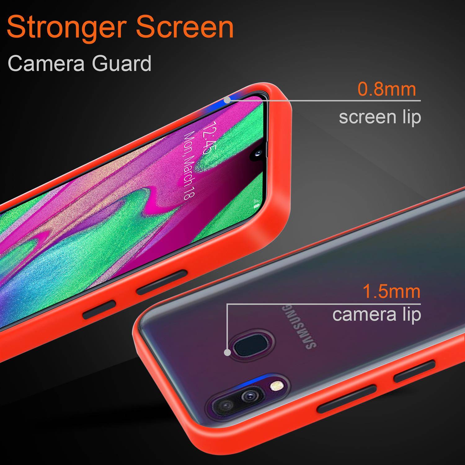 Cadorabo Hülle für Samsung Galaxy A40 Schutz Hülle in Transparent Handyhülle Hybrid Schutzhülle Etui TPU Silikon