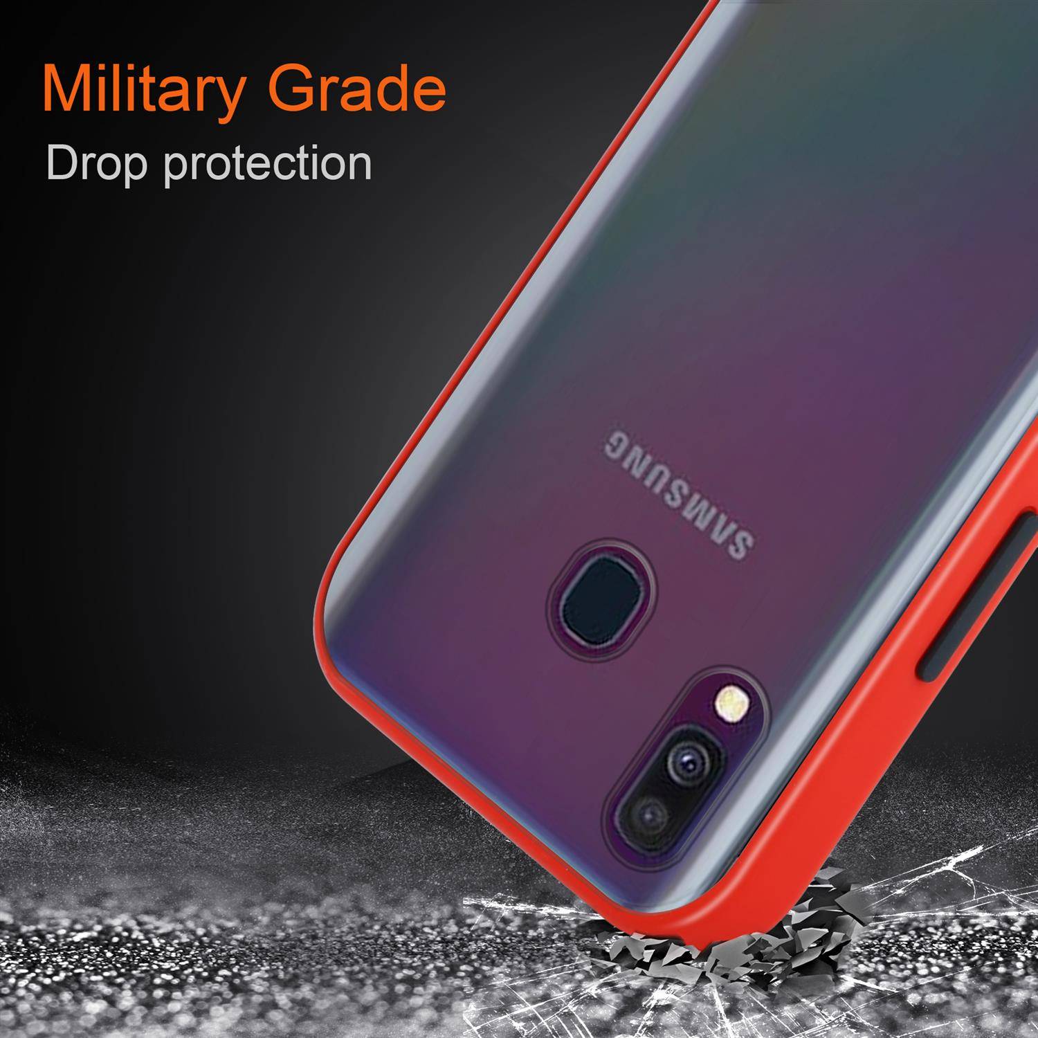 Cadorabo Hülle für Samsung Galaxy A40 Schutz Hülle in Transparent Handyhülle Hybrid Schutzhülle Etui TPU Silikon