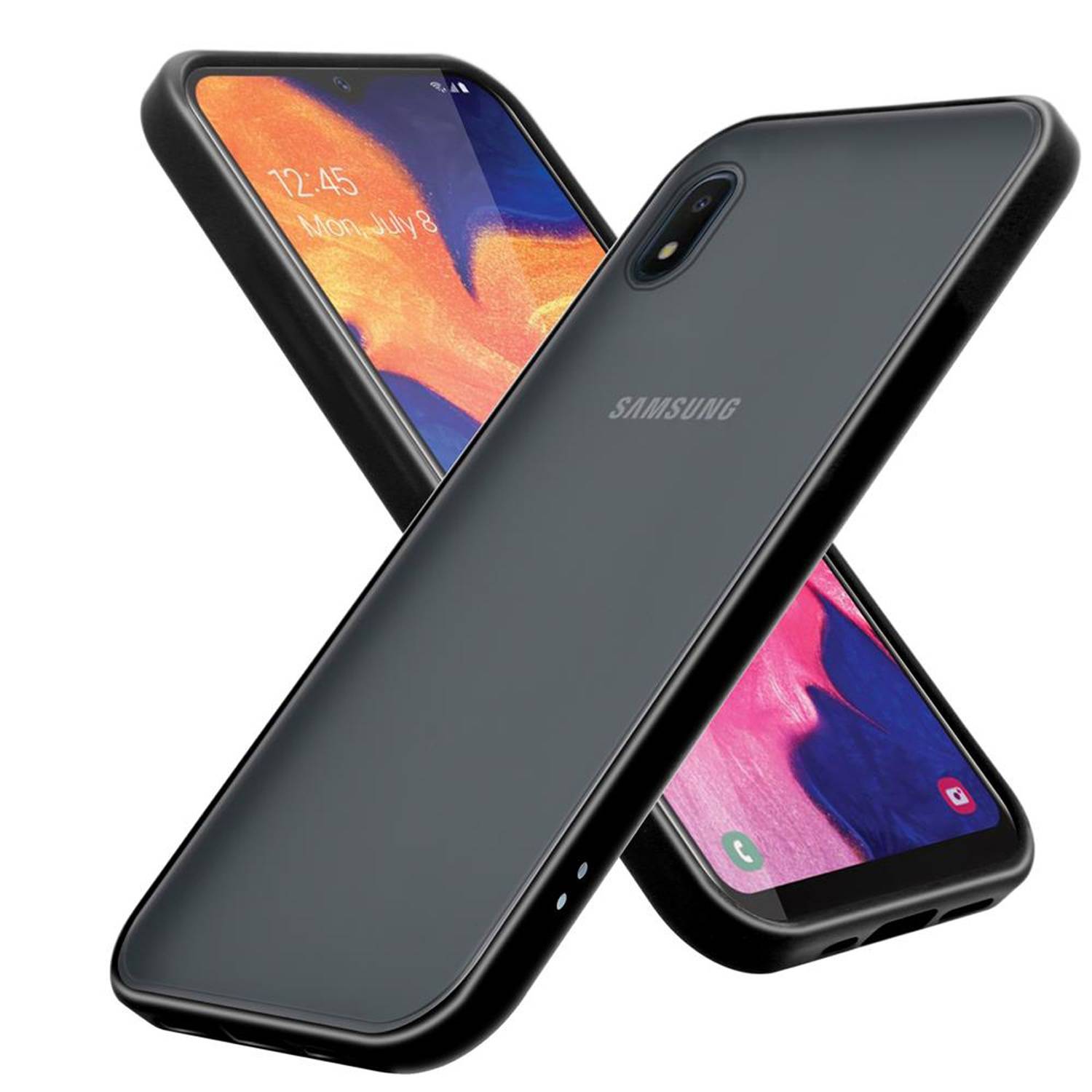 Cadorabo Hülle für Samsung Galaxy A10e / A20e Schutz Hülle in Schwarz Handyhülle Hybrid Schutzhülle Etui TPU Silikon