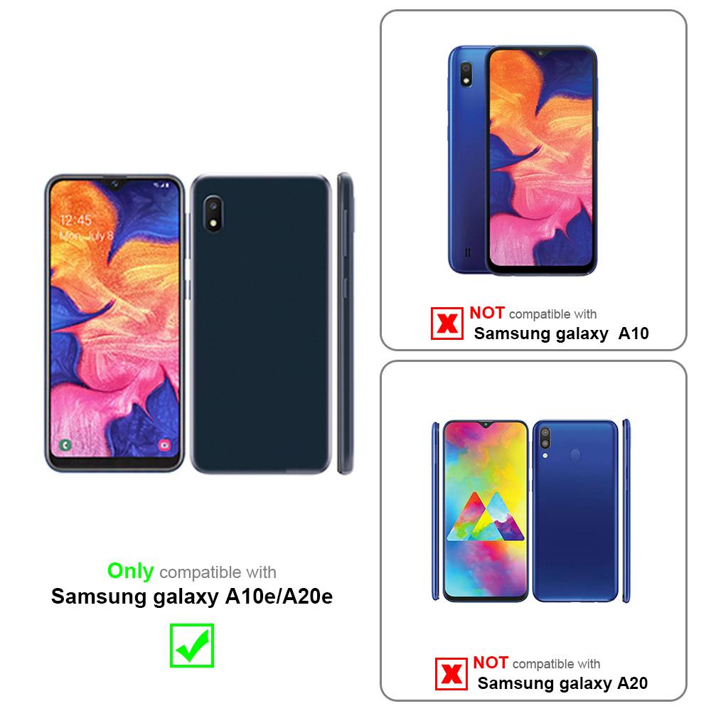Cadorabo Hülle für Samsung Galaxy A10e / A20e Schutz Hülle in Schwarz Handyhülle Hybrid Schutzhülle Etui TPU Silikon