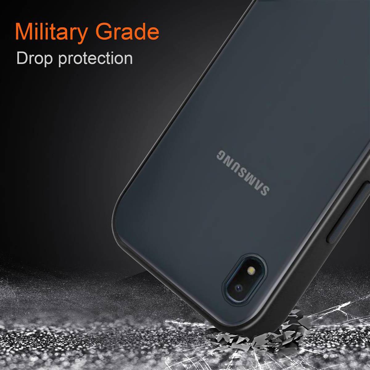 Cadorabo Hülle für Samsung Galaxy A10e / A20e Schutz Hülle in Schwarz Handyhülle Hybrid Schutzhülle Etui TPU Silikon