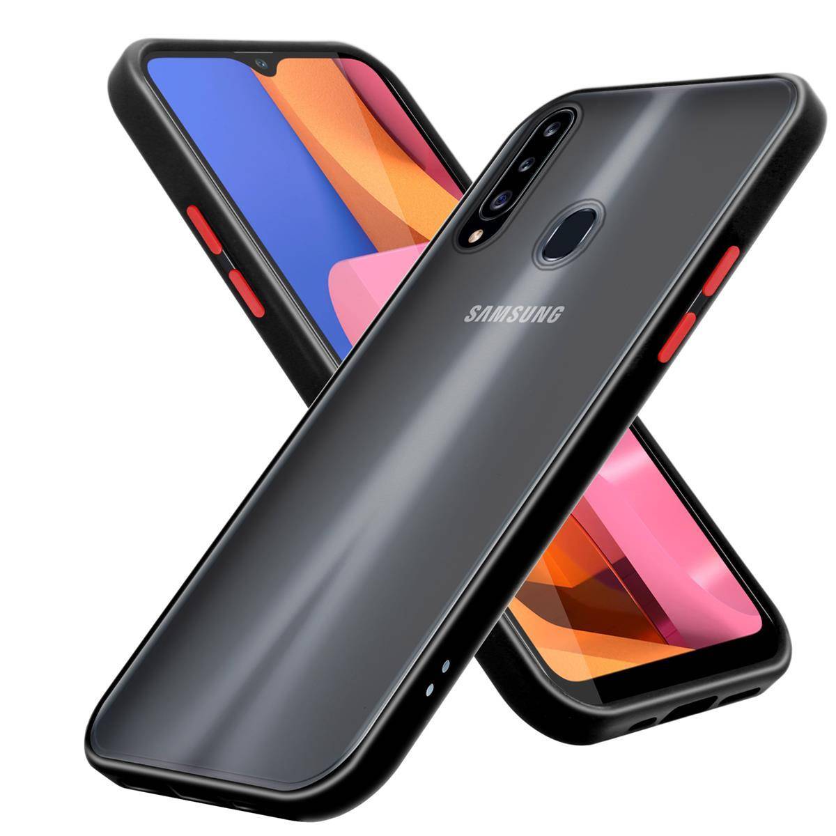 Cadorabo Hülle für Samsung Galaxy A20s Schutz Hülle in Transparent Handyhülle Hybrid Schutzhülle Etui TPU Silikon